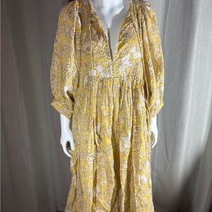 Sundry Yellow Floral Long Sleeve Dress